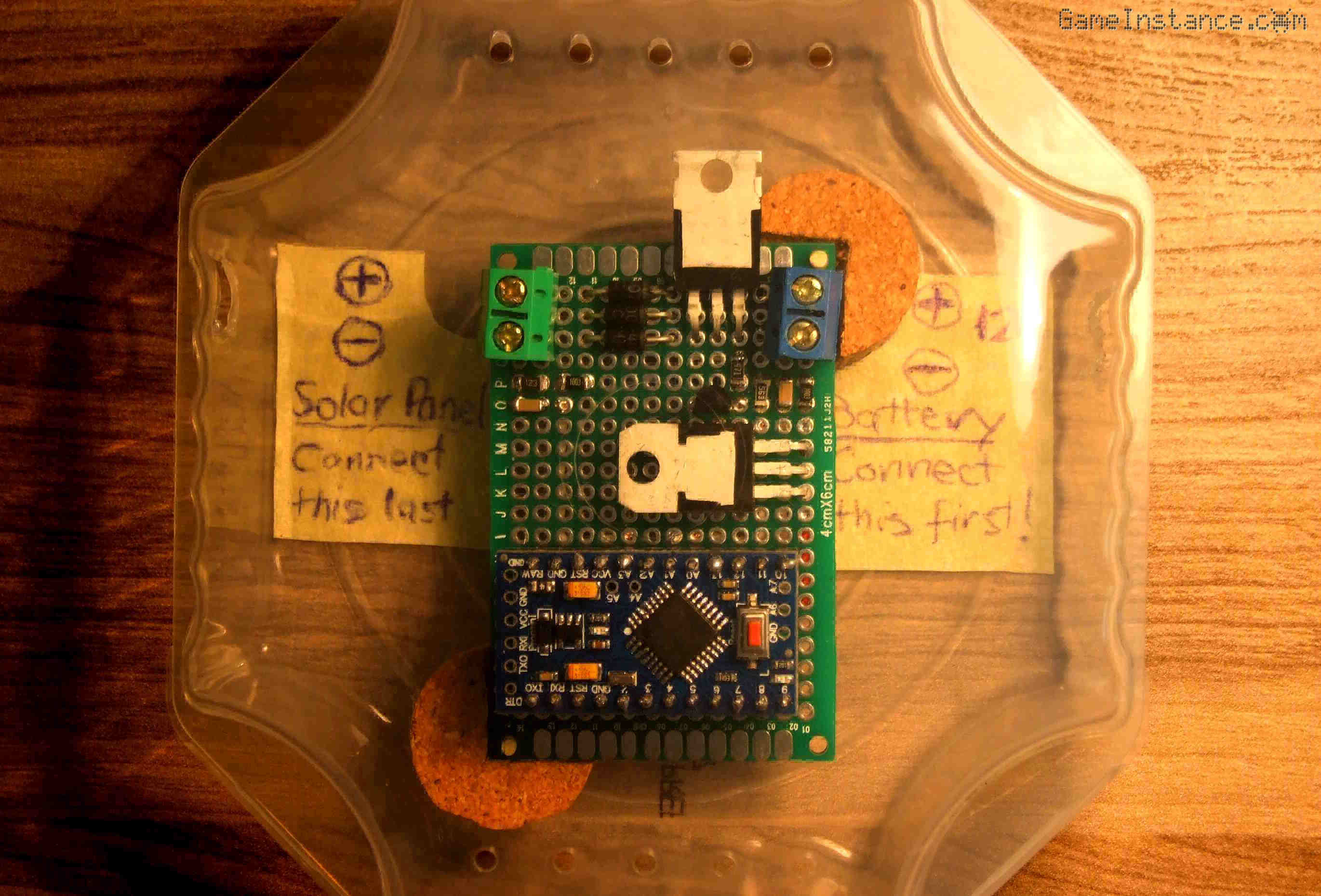 Simple solar battery charger - prototyping board circuit