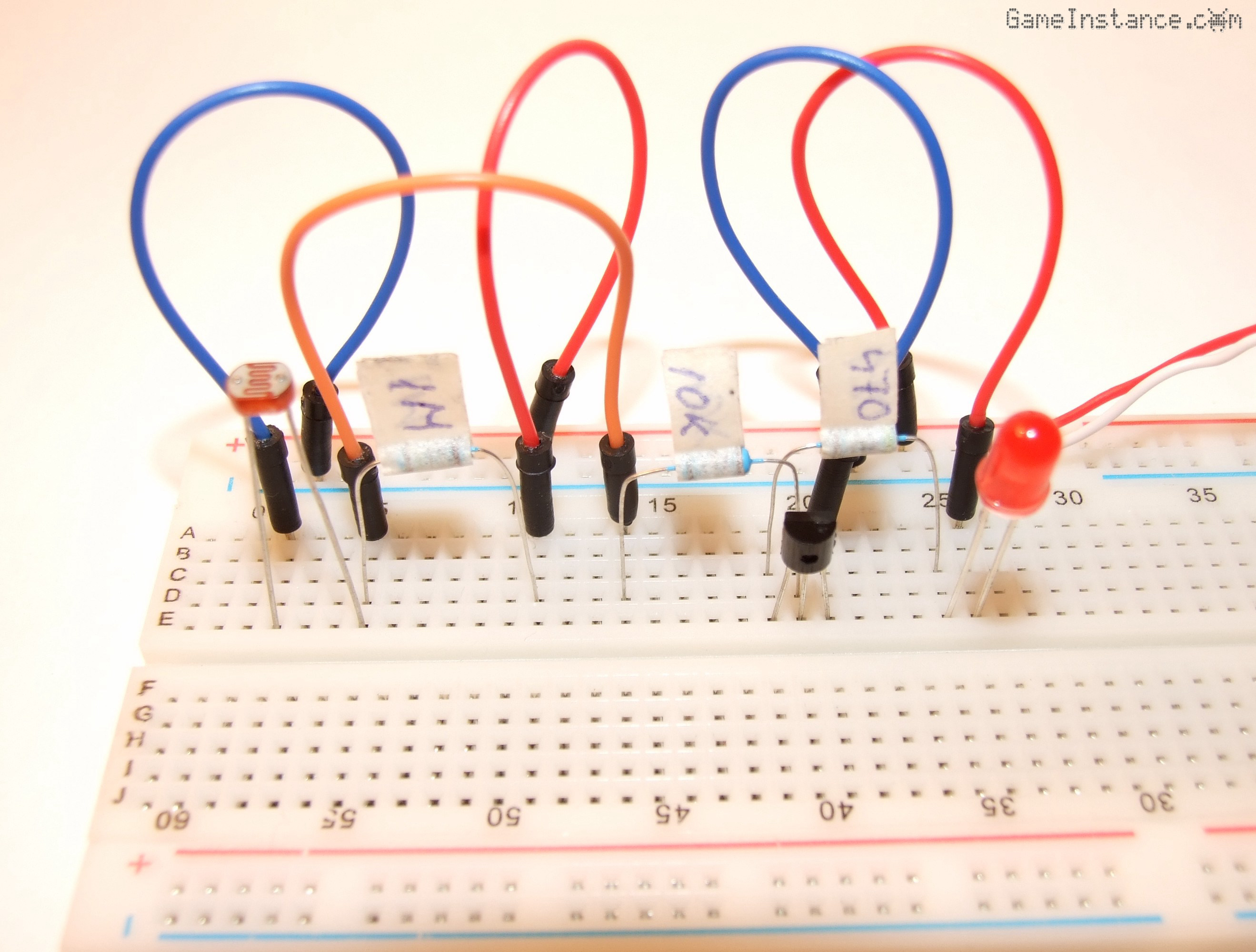 Light switch - breadboard setup