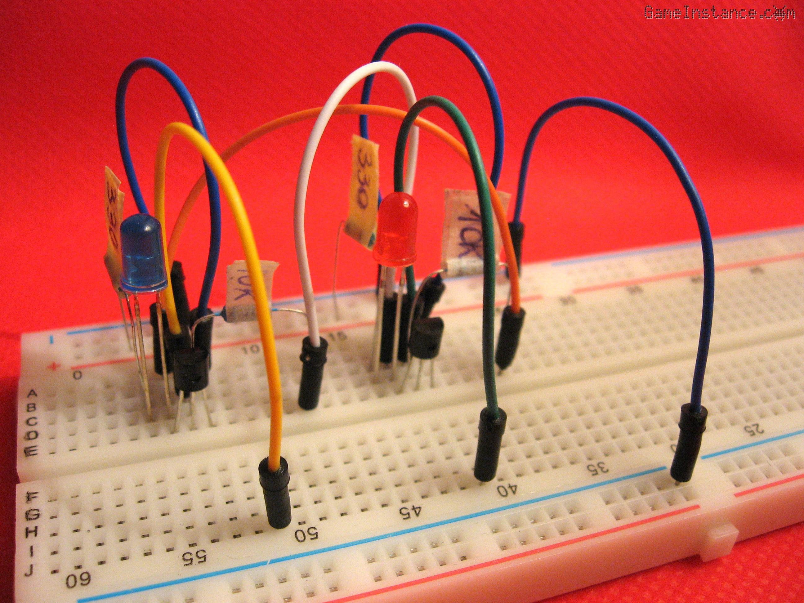 Flip-flop memory - breadboard setup