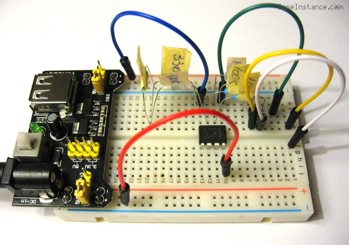 LM358 Op Amp - Offset voltage adjustment breadboard setup